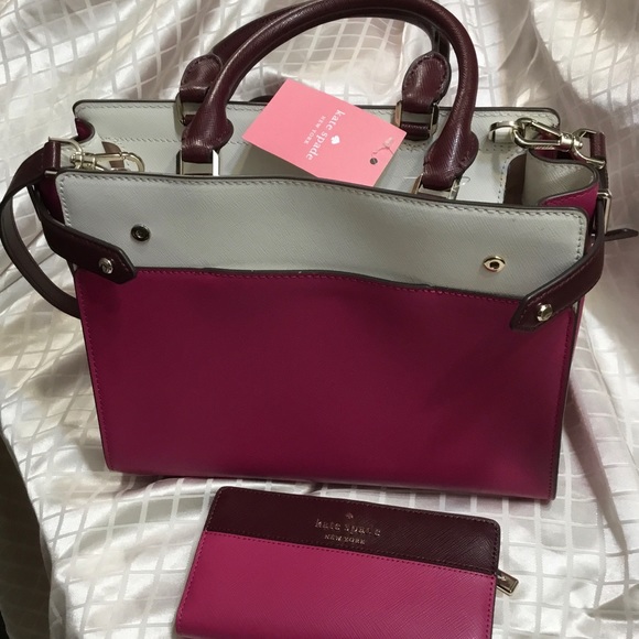 Kate Spade Color Block Pink Multi Color Handbag with wallet - Picture 5 of 10